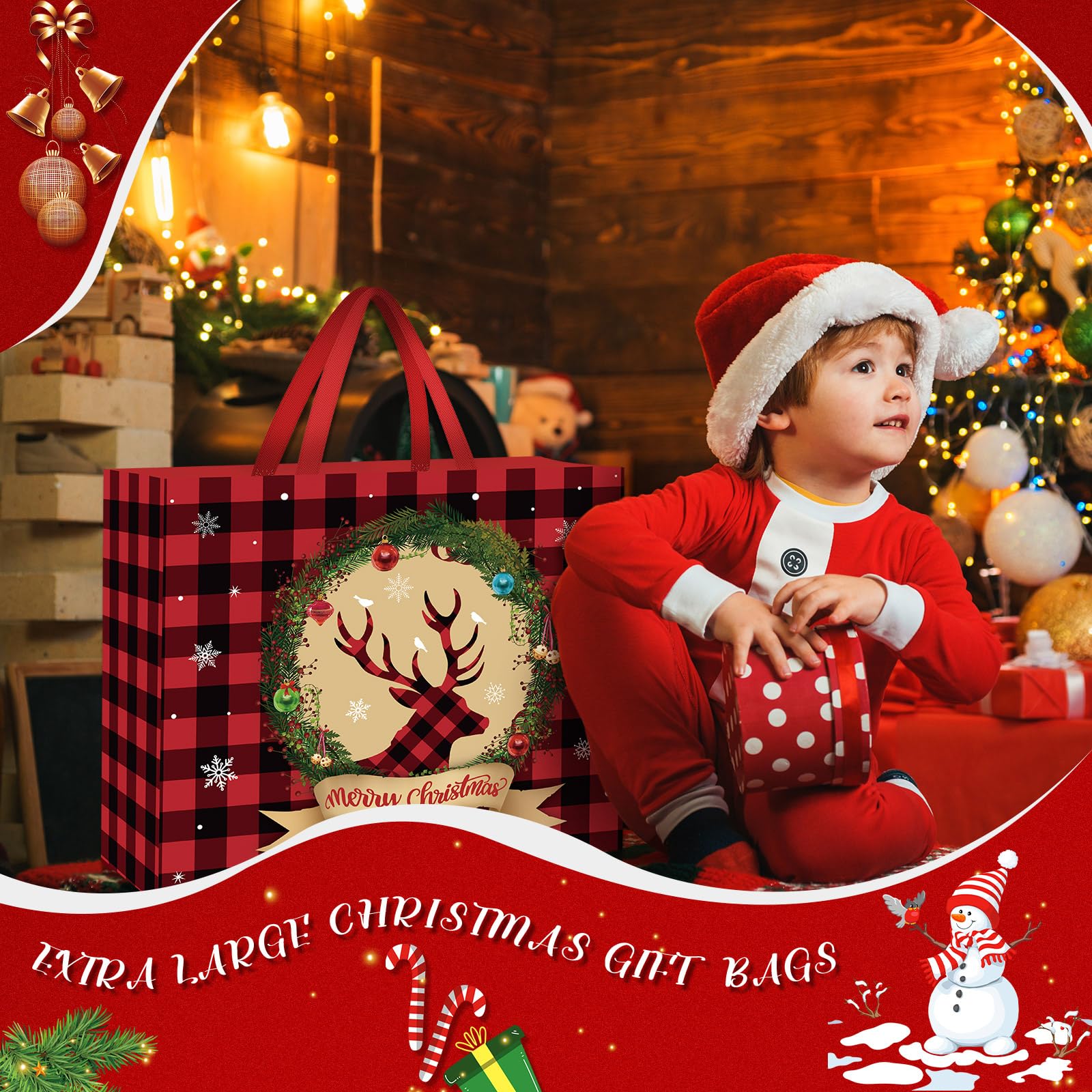 Tote navideño de 22x17 Aliceset con asa para regalos