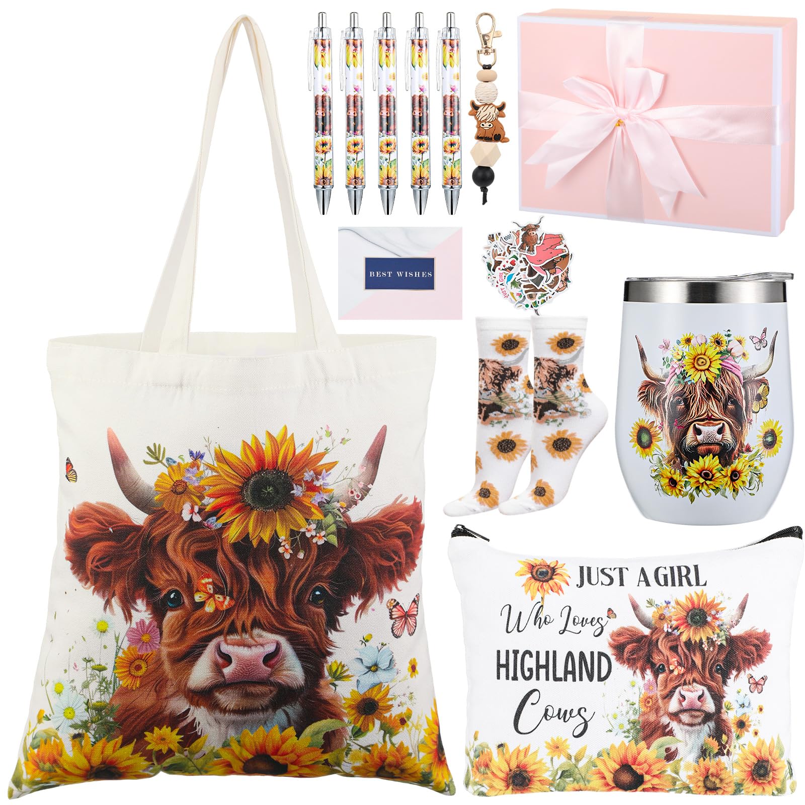 Aliceset bolso estampado vaca de las Highlands, ideal como regalo navideño o para uso diario.