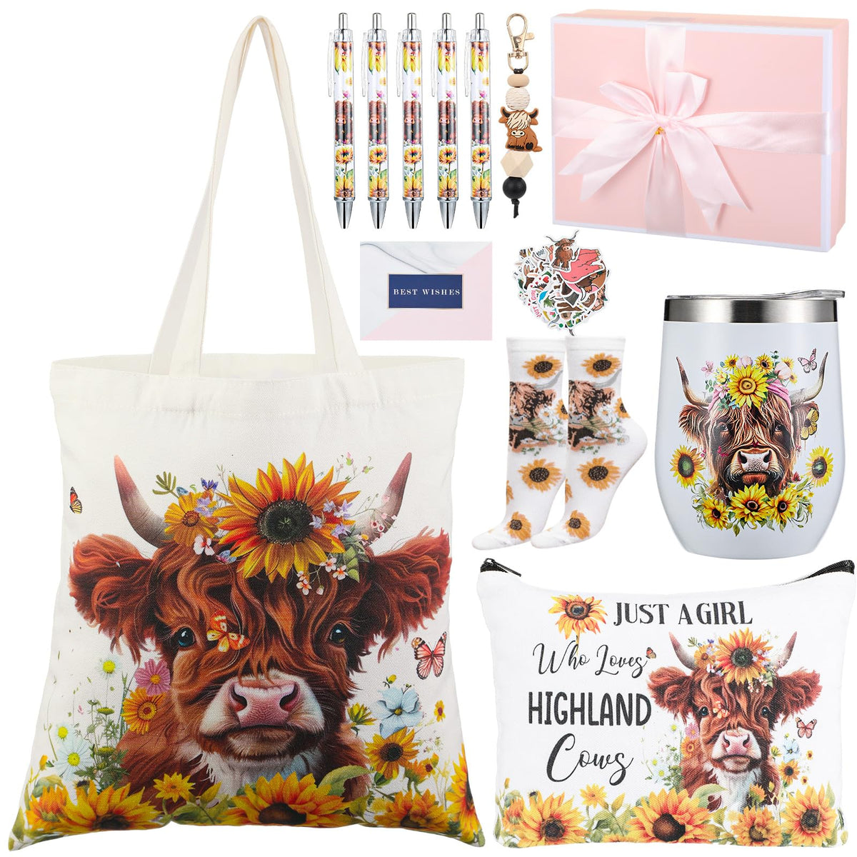 Aliceset bolso estampado vaca de las Highlands, ideal como regalo navideño o para uso diario.