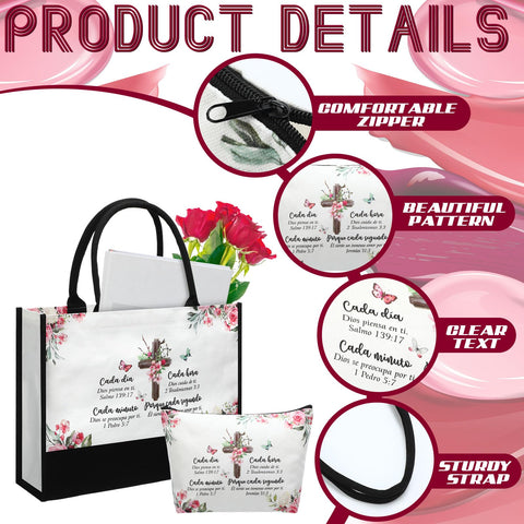 Aliceset uso diario, bolsa tote y neceser combinan estilo y fe.