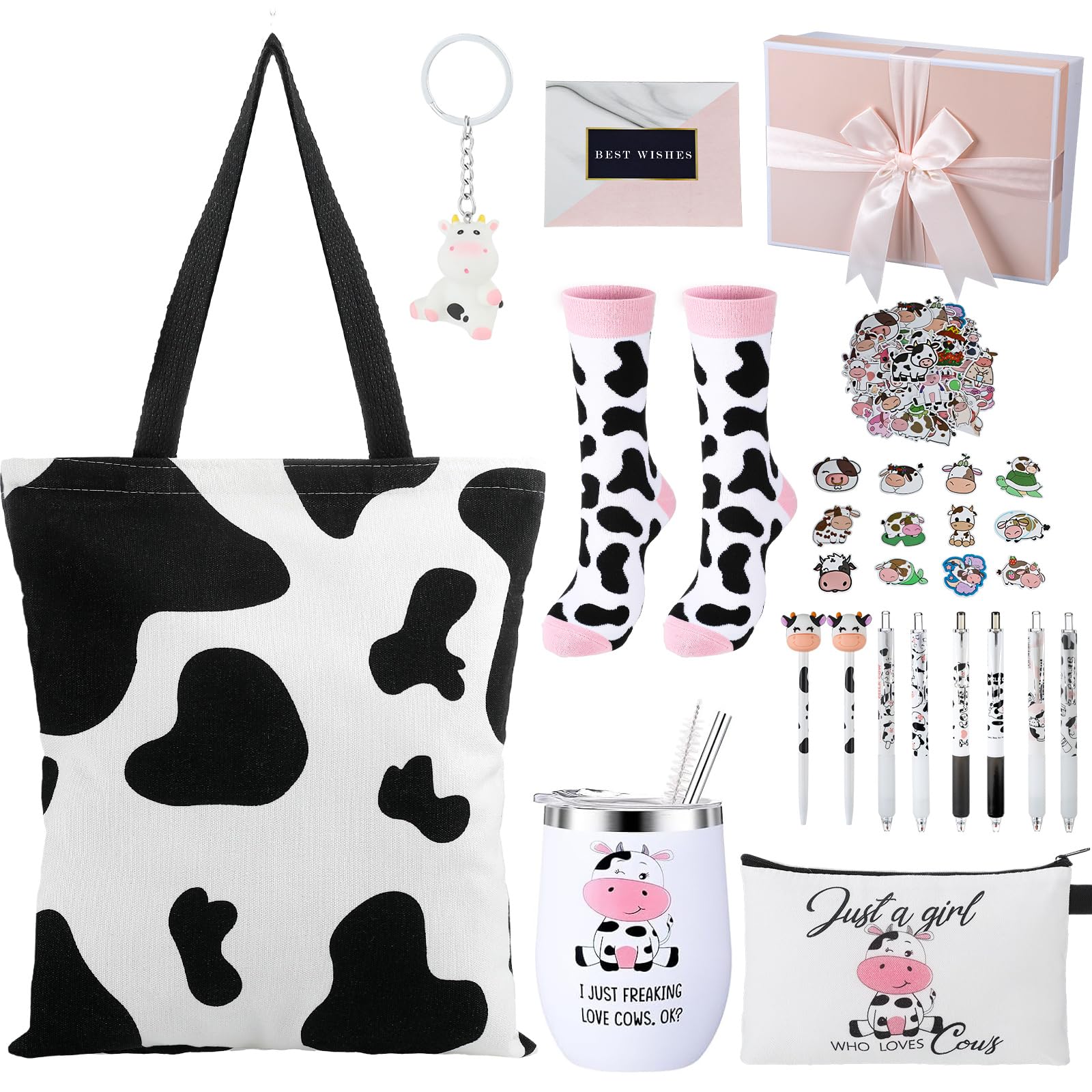 Aliceset bolso estampado vaca, ideal para transporte diario y regalos temáticos.