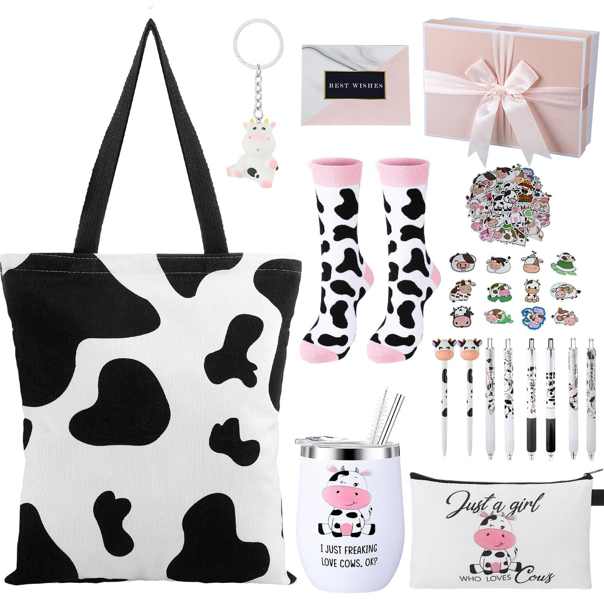 Aliceset bolso estampado vaca, ideal para transporte diario y regalos temáticos.