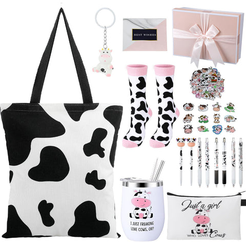 Aliceset bolso estampado vaca, ideal para transporte diario y regalos temáticos.