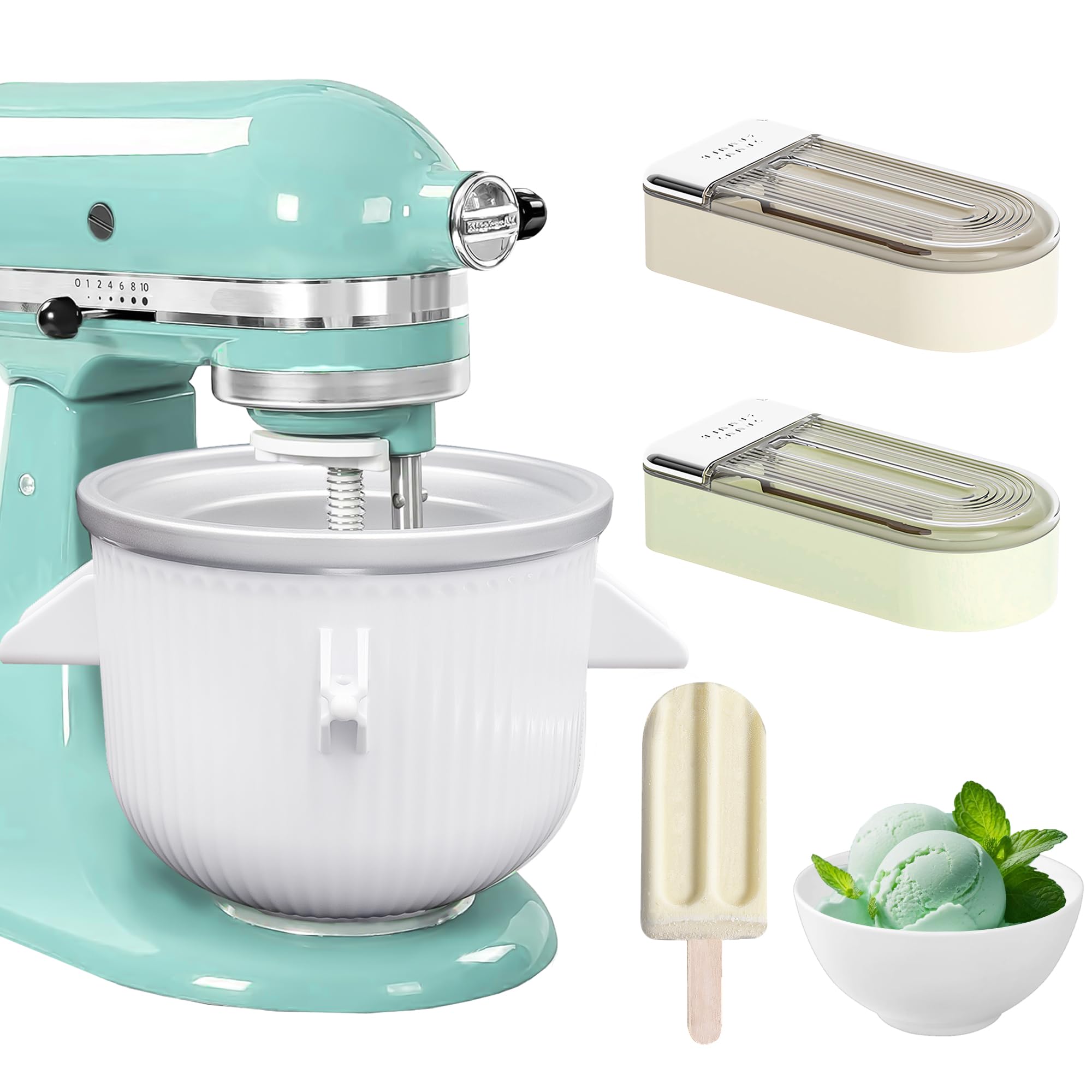 Aligat accesorio para batidora KitchenAid con cuenco de congelación para helados.
