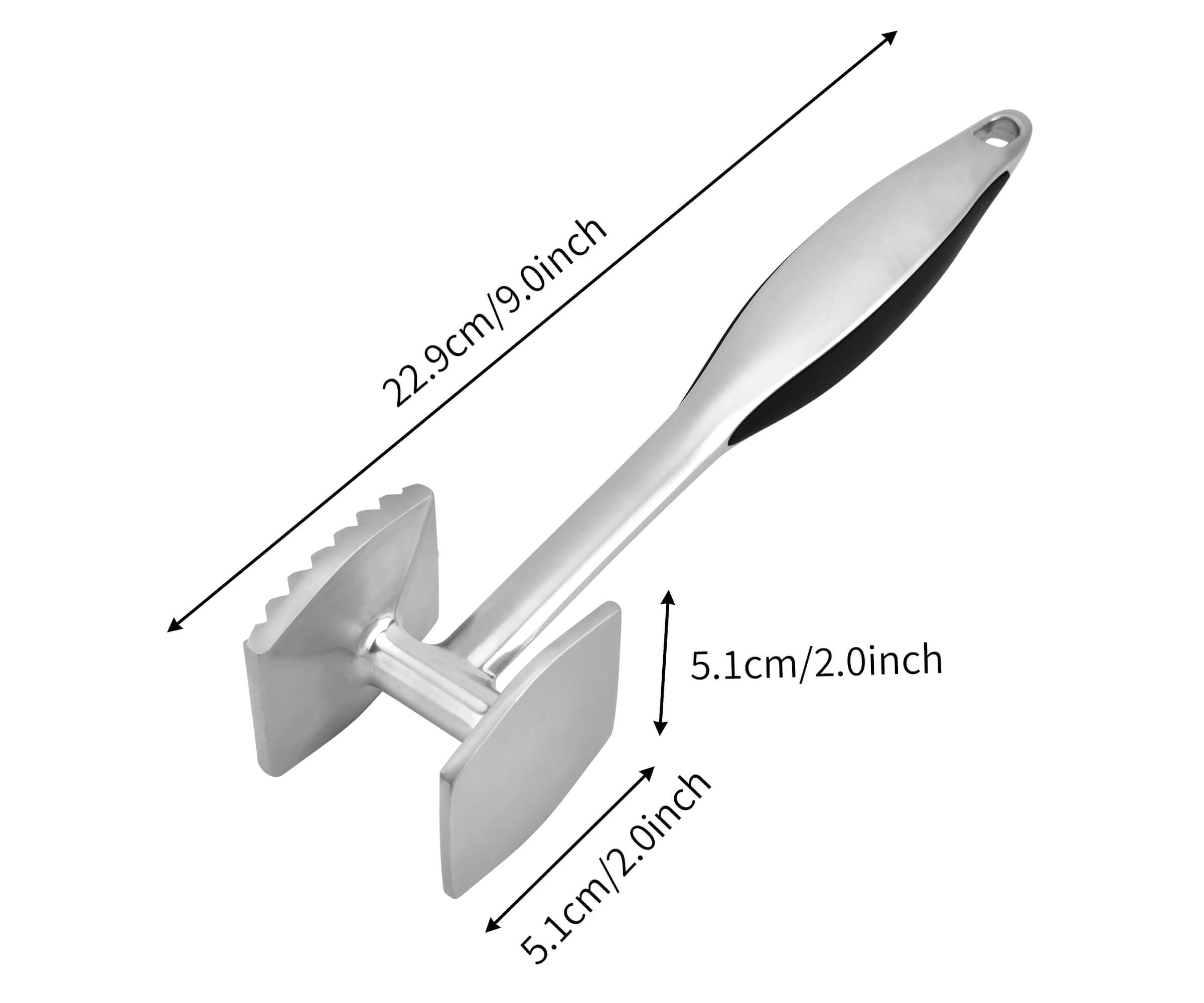 Aliglow martillo tenderizador con cara plana para aplanar filetes uniformes.