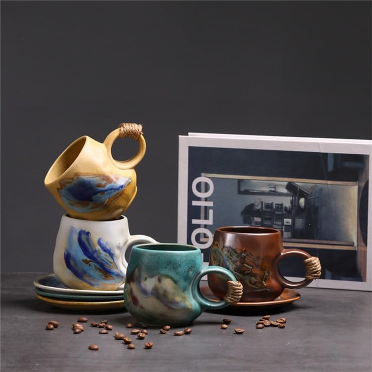 Alikexin taza cerámica verde-teal, perfecta para té y café