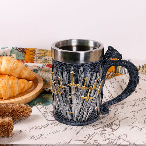 Taza Alikiki dragon-espada, interior acero 304, mayor durabilidad para uso diario