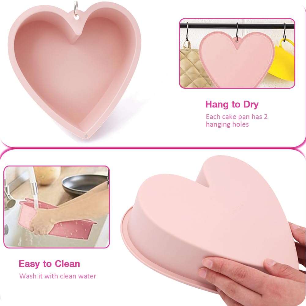 Alimat Plus molde corazón silicona rosa 8 pulgadas, desmolde rápido.