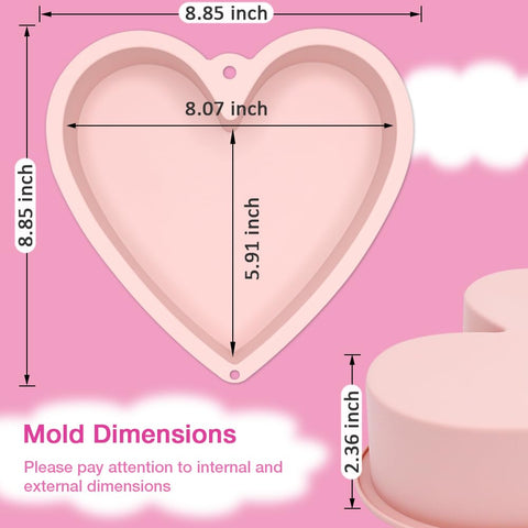 Alimat Plus molde corazón silicona rosa 8 pulgadas, detalle de borde para postres.