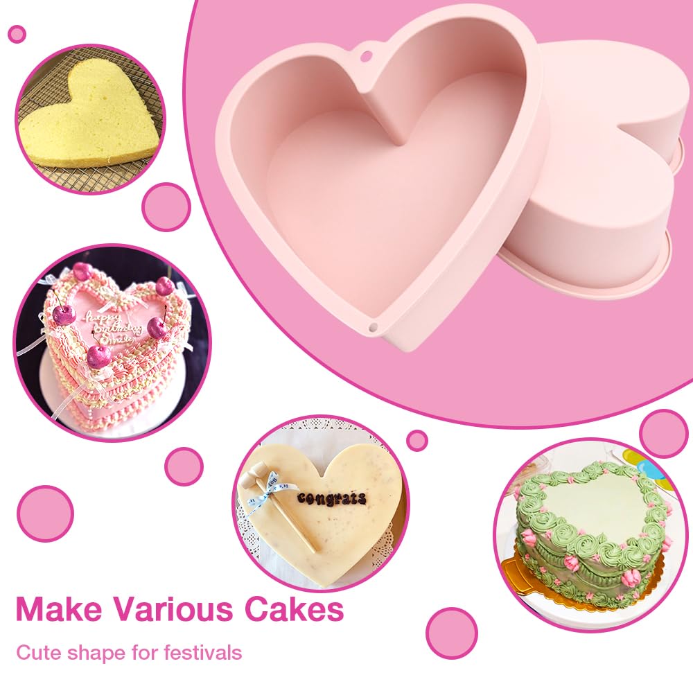 Alimat Plus molde corazón silicona rosa 8 pulgadas, dos piezas incluidas.