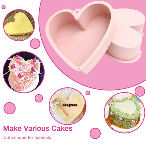 Alimat Plus molde corazón silicona rosa 8 pulgadas, dos piezas incluidas.
