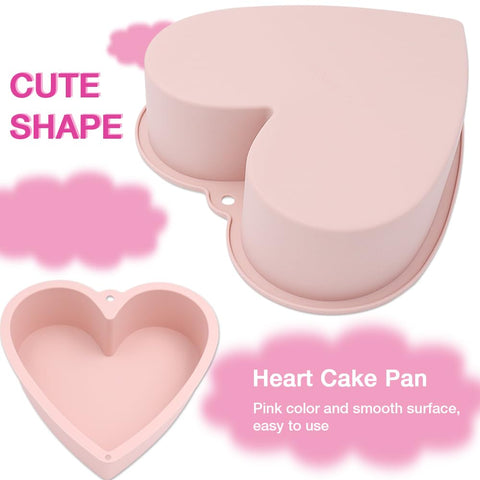 Alimat Plus juego de dos moldes corazón silicona rosa para repostería.