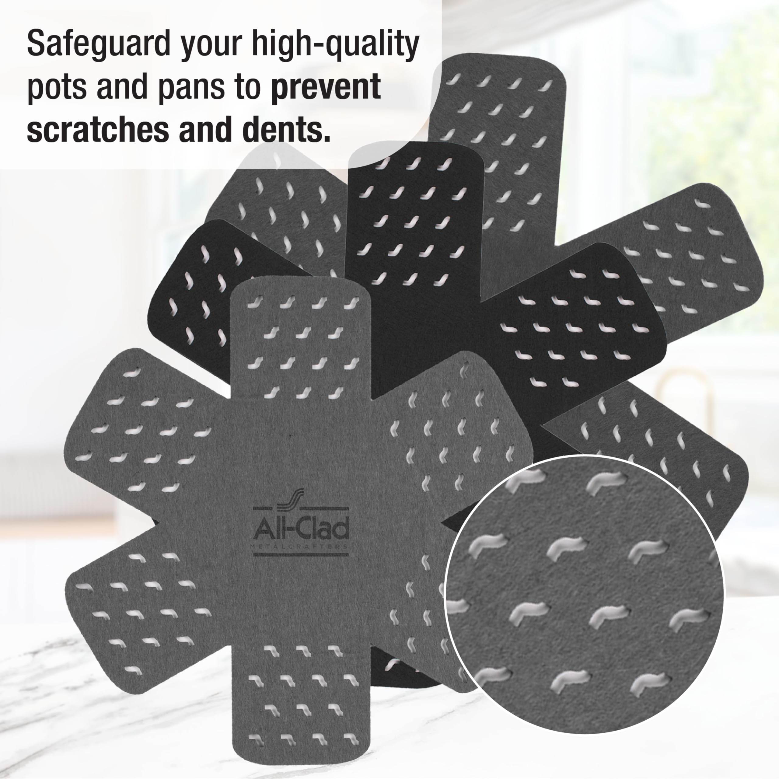 All-Clad agarraderas antideslizantes de silicona ofrecen agarre cómodo y seguro.
