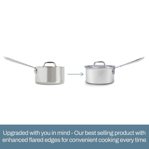 All-Clad D3 cazo para cocina diaria, ideal para salsas y guisos.
