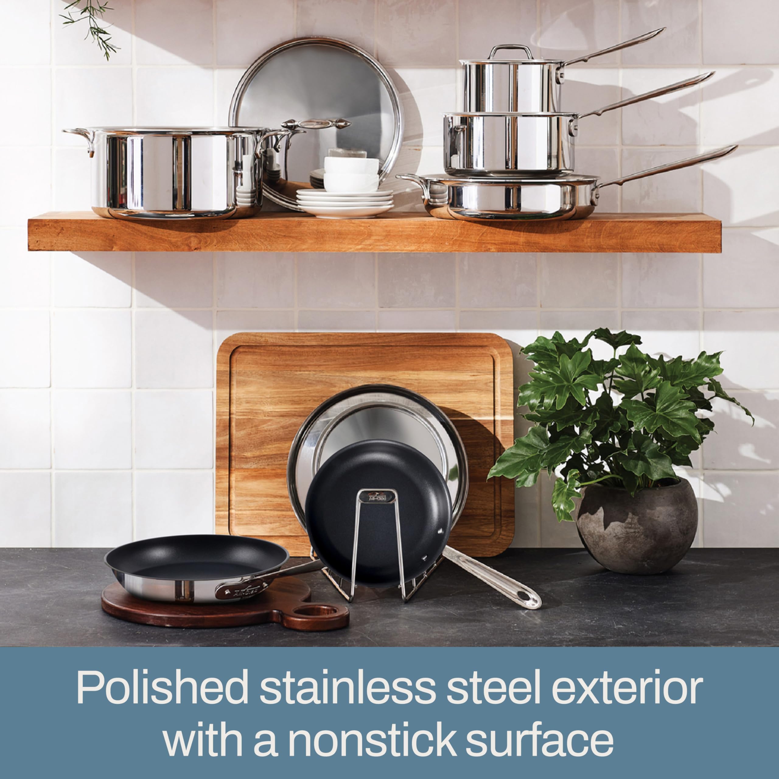 All-Clad D3 Pro 8 pulgadas mango de acero con doble remache para agarre seguro