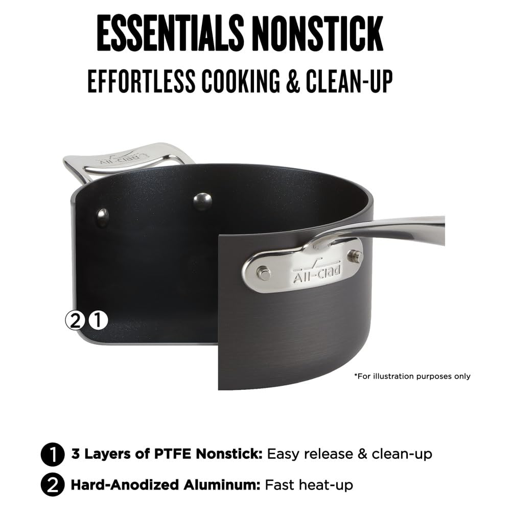 All-Clad Essentials sartén de 10,5 pulgadas antiadherente para porciones grandes.