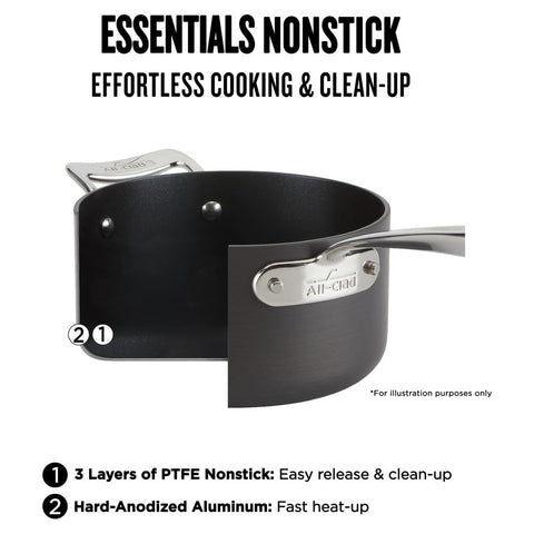 All-Clad Essentials sartén de 10,5 pulgadas antiadherente para porciones grandes.
