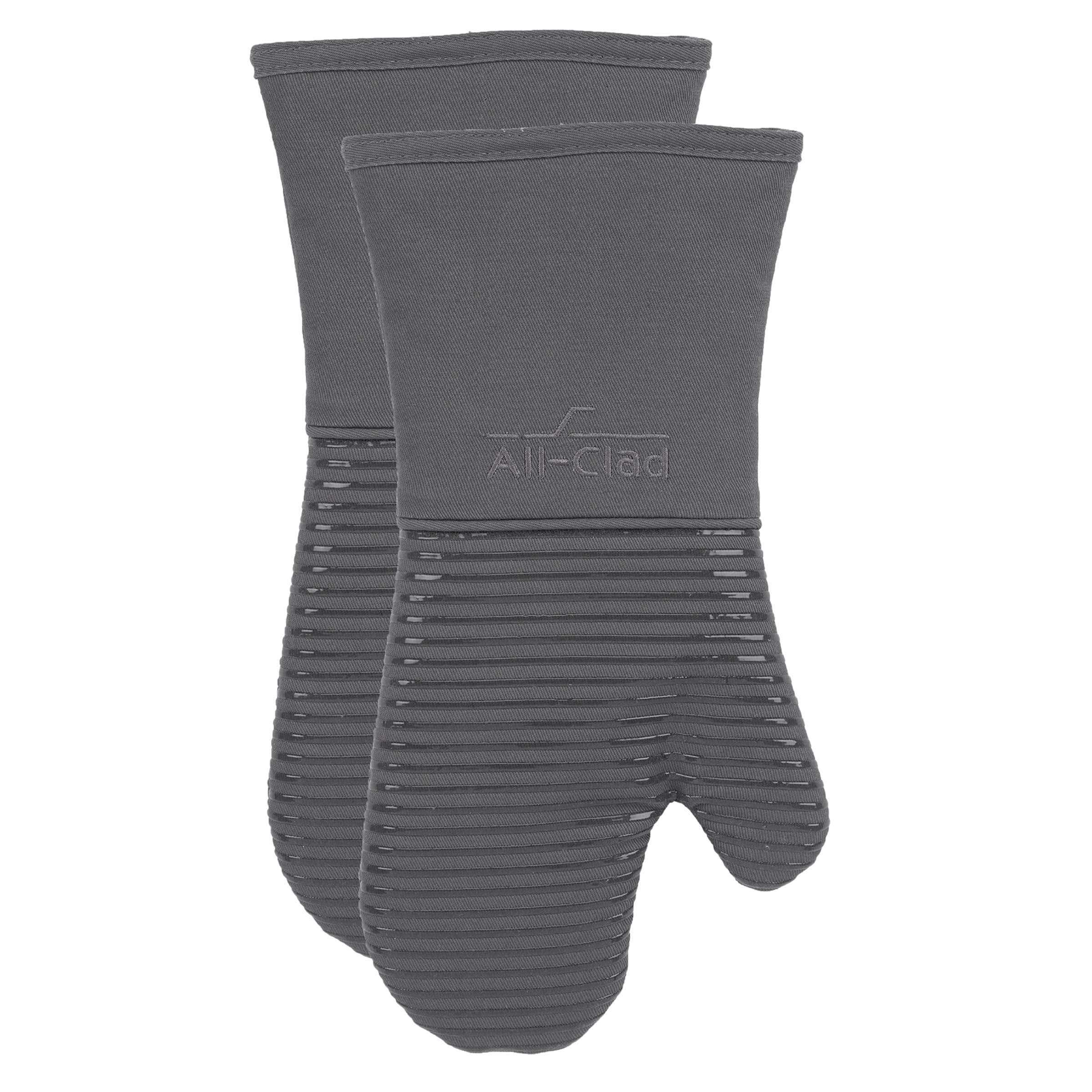 Guantes All-Clad con agarre antideslizante para manejo seguro de ollas calientes.