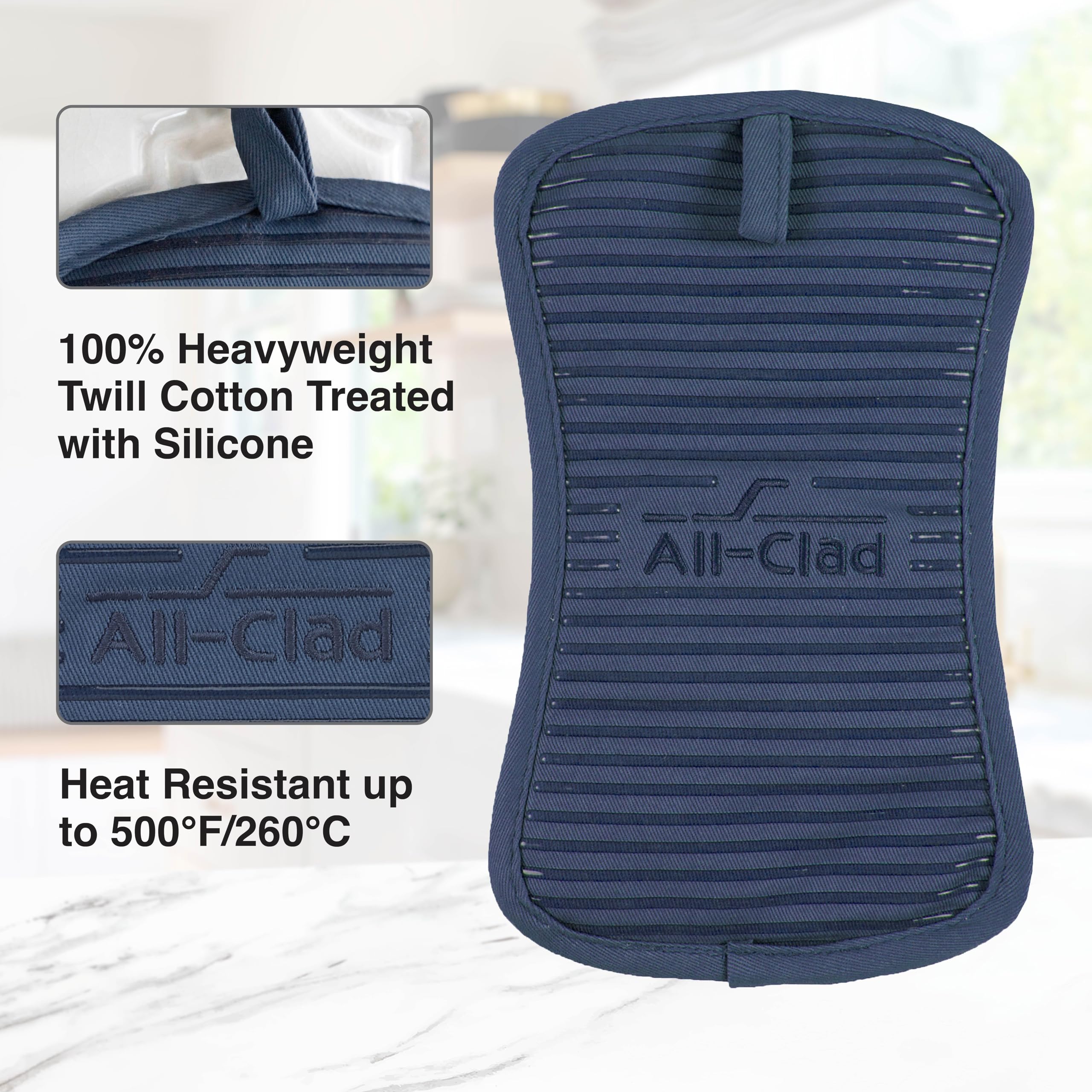 All-Clad Indigo, diseño ergonómico que se adapta a la forma de la olla.
