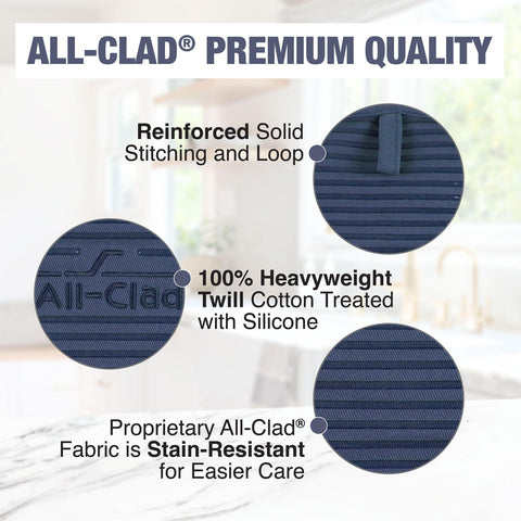 All-Clad Indigo, lazo de colgar para almacenamiento práctico.