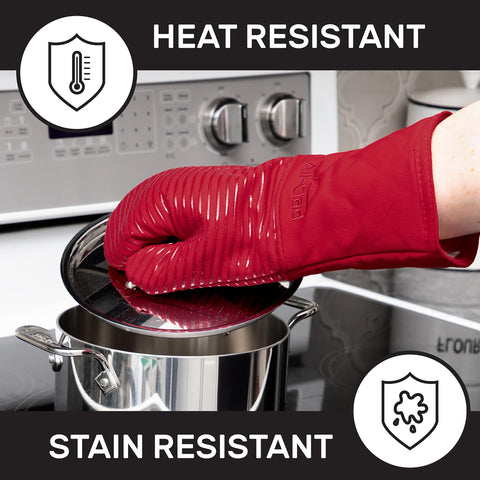 All-Clad manoplas silicona diseño colorido para cocinar con estilo.