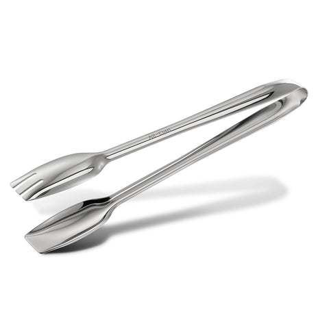 Pinzas All-Clad con extremos anchos para agarrar alimentos grandes.