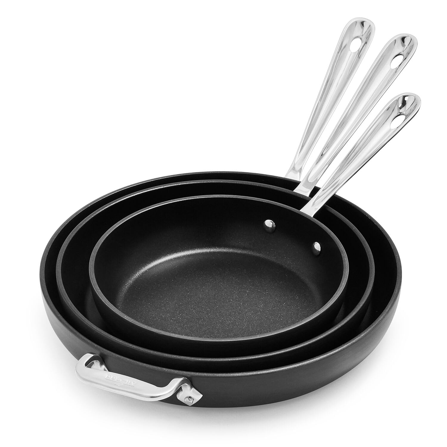 All-Clad sarten negro antiadherente de 12 pulgadas para cocinar sin esfuerzo.