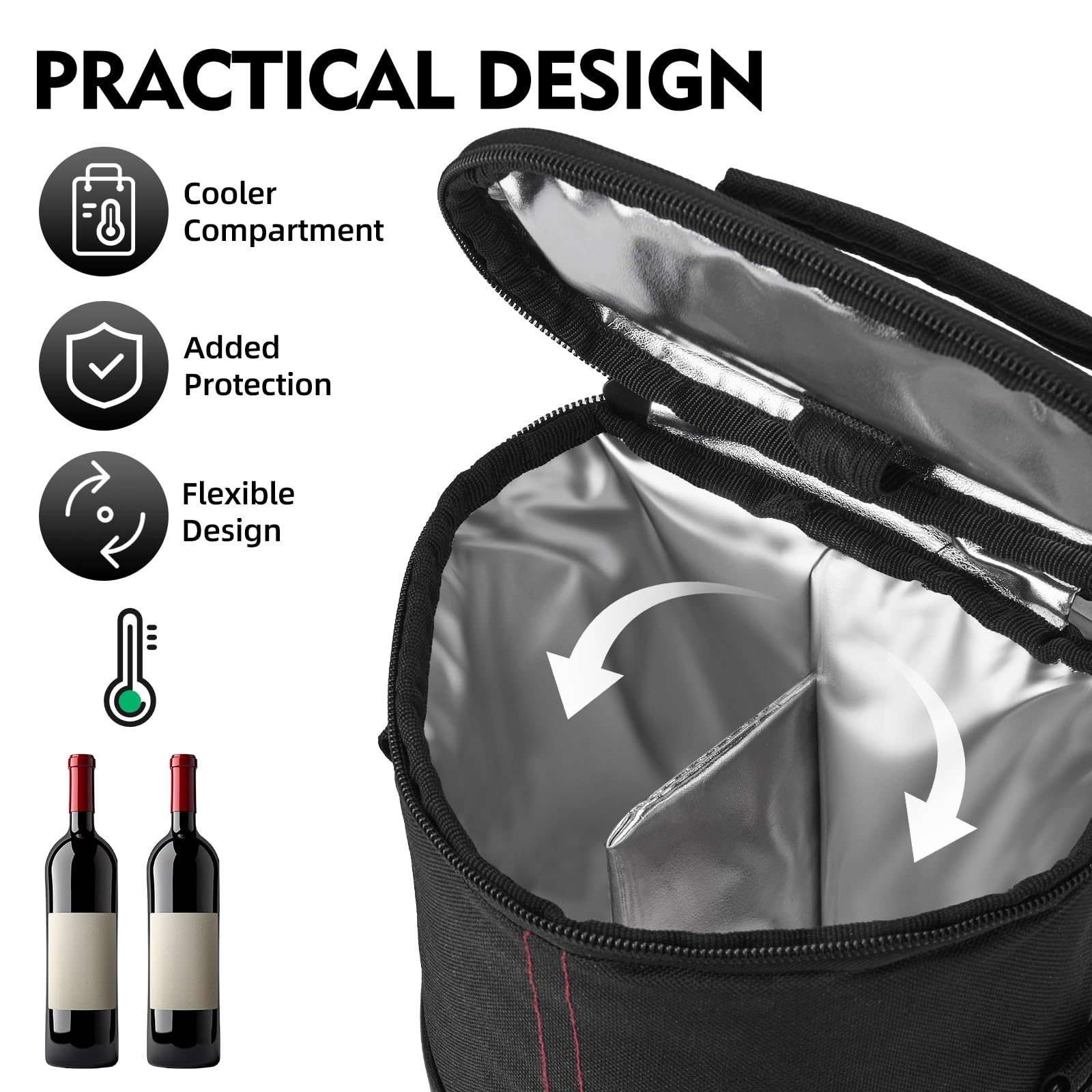 ALLCAMP diseño negro elegante con asa ajustable para transportar.