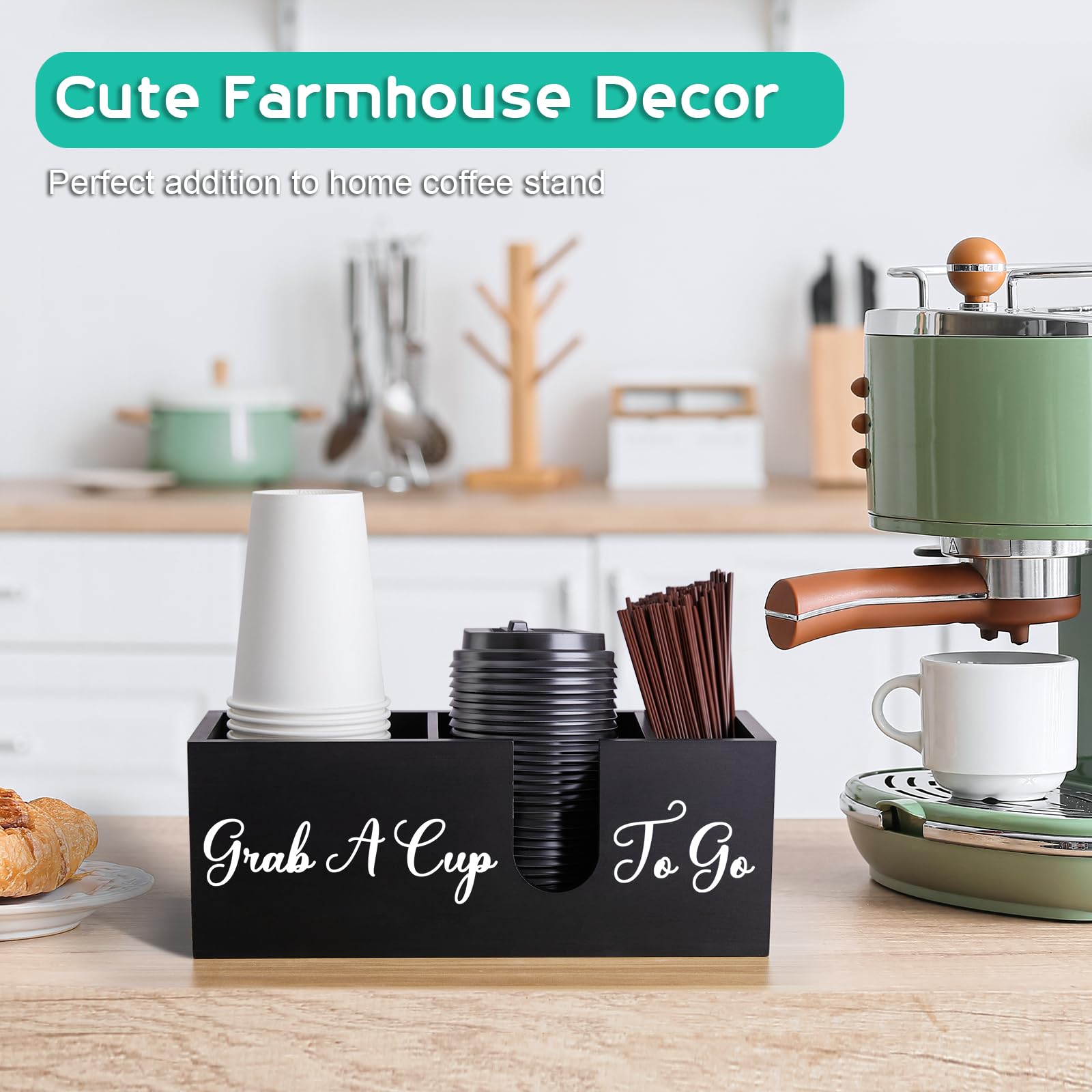 Alelion espacio para cápsulas de café y palillos, ideal para cocina u oficina.