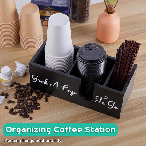 Alelion organizador de café con compartimentos para tapas y utensilios.