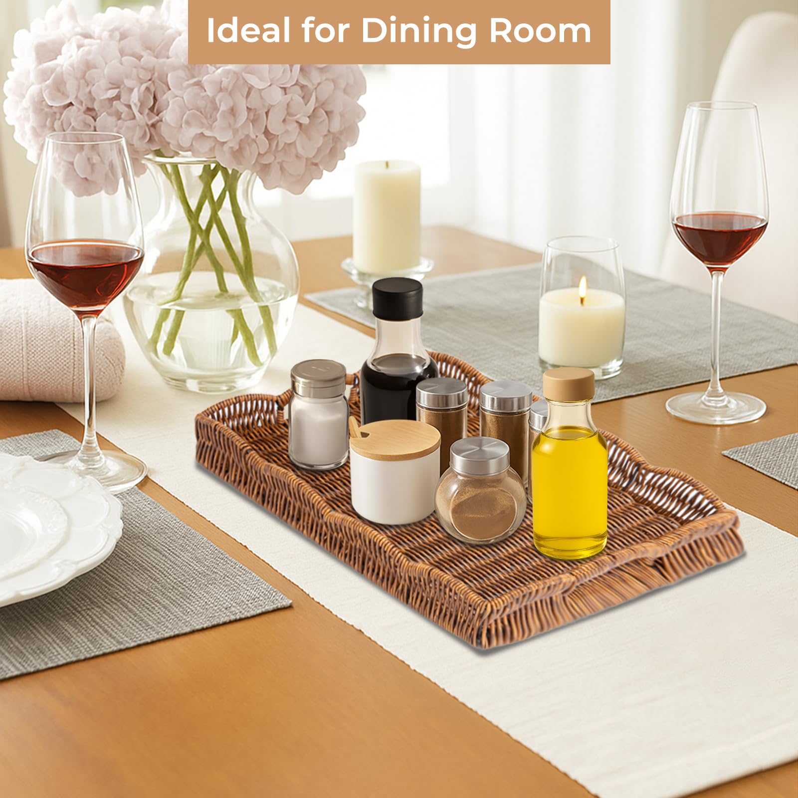 Allhercom bandeja rectangular con asas; diseño ondulado para servir o decorar