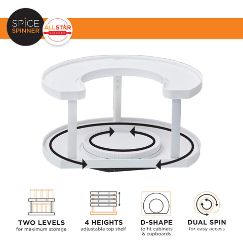 Allstar Spice Spinner, altura ajustable para diferentes tamaños de especias.