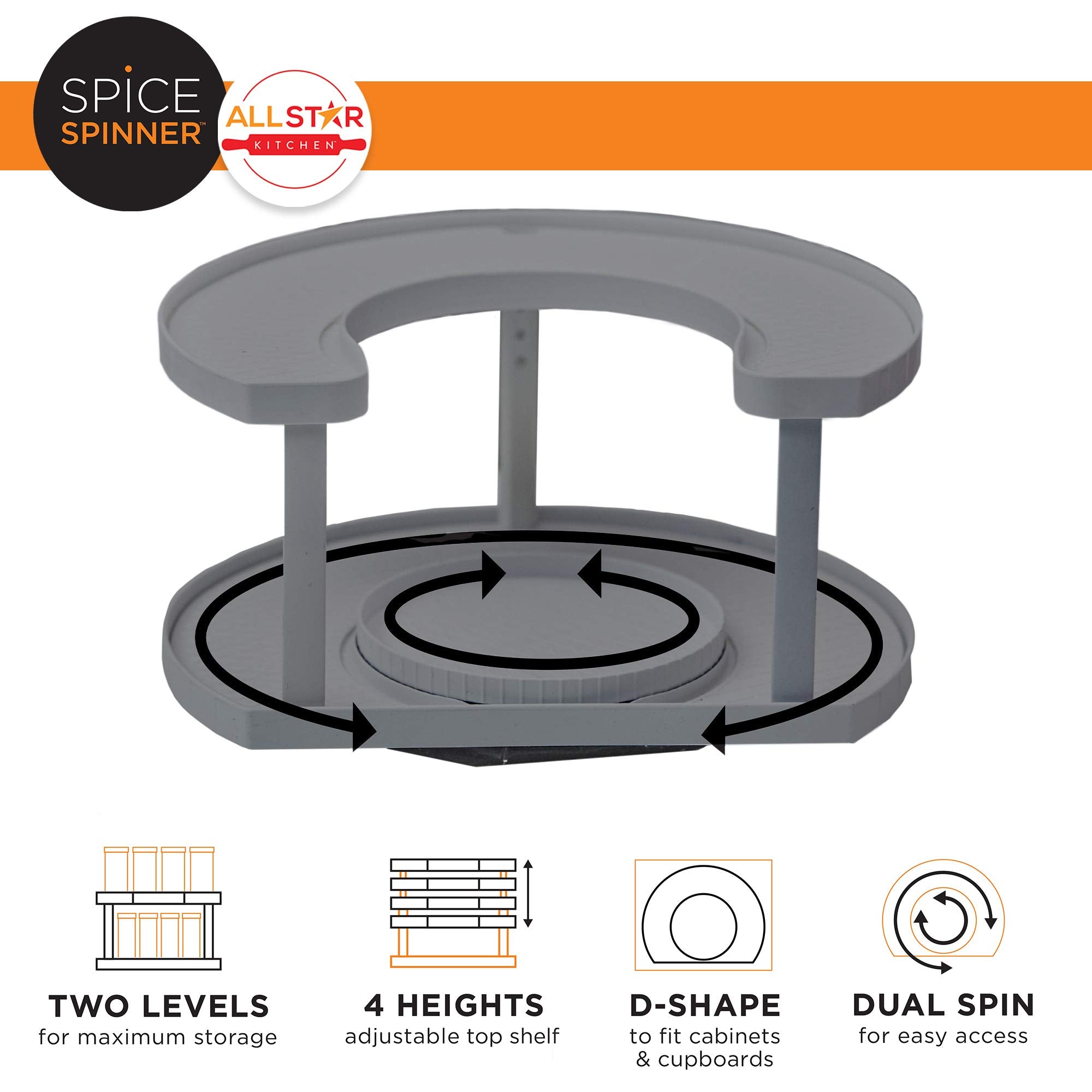 Allstar Spice Spinner rotacion-doble: organización eficiente para especias.