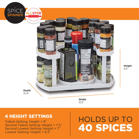 Allstar Spice Spinner se usa en cocina para ordenar envases y tarros.