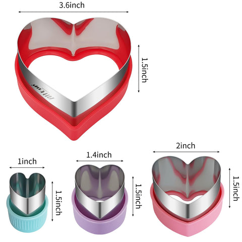 ALLTOP cortadores de corazón 4,5 cm para porciones individuales y bordes nítidos.