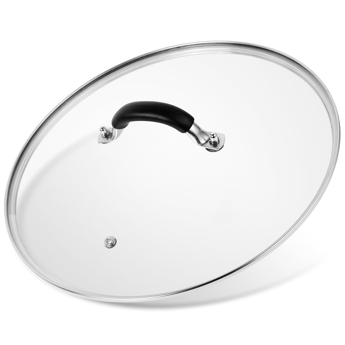 Allwin tapa de 12 pulgadas de vidrio templado con mango inoxidable, visión segura.