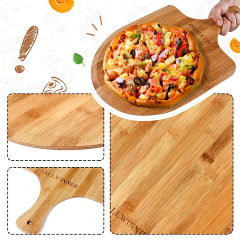 ALLWINNER pala de pizza bambú natural para uso diario, duradera y anti-olor.