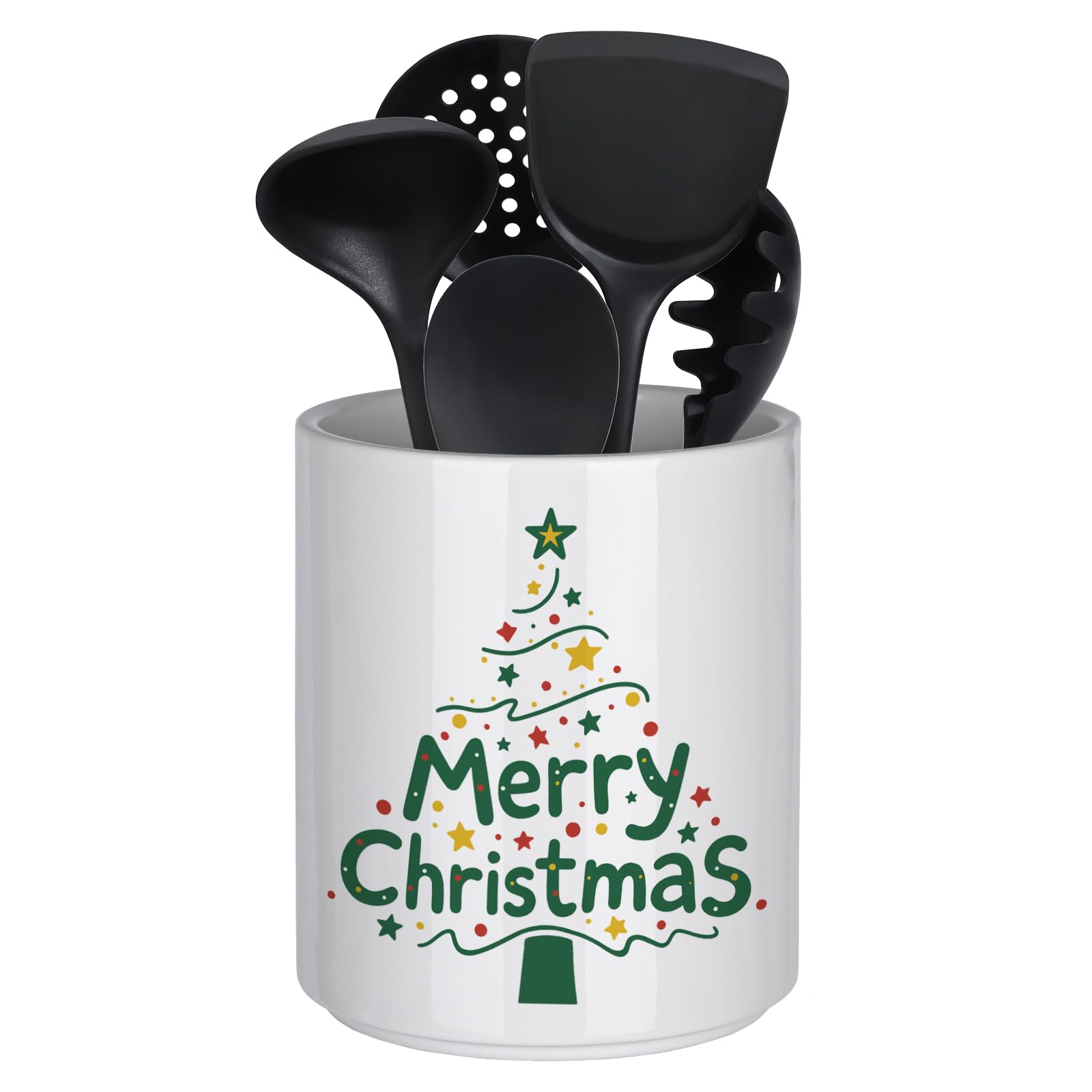 Allybyme porta-utensilios Navidad, árbol verde: organiza espátulas en la encimera