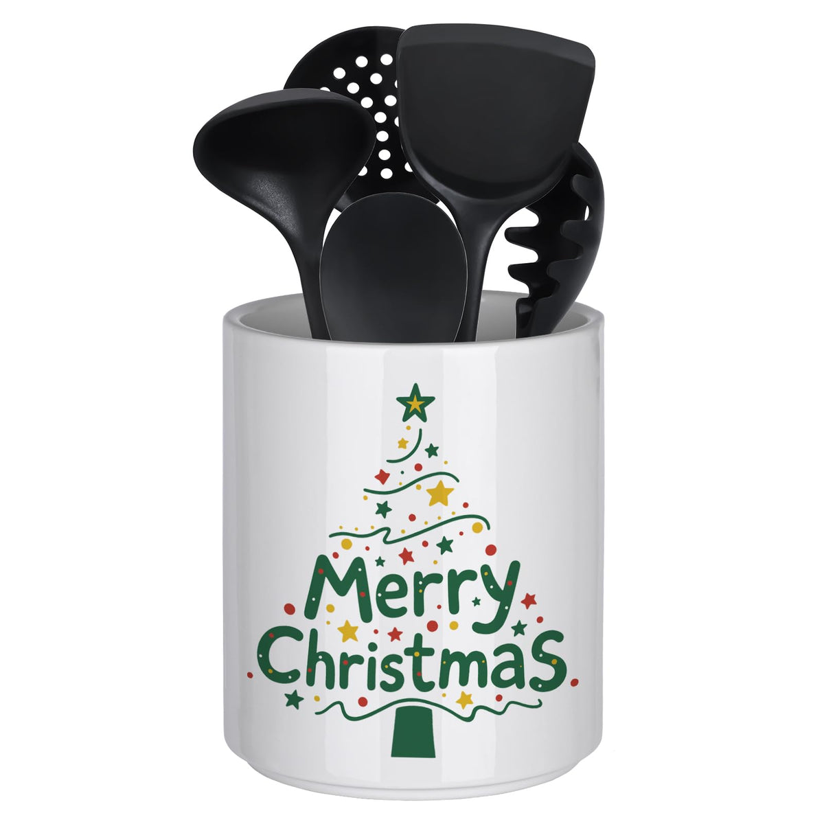 Allybyme porta-utensilios Navidad, árbol verde: organiza espátulas en la encimera