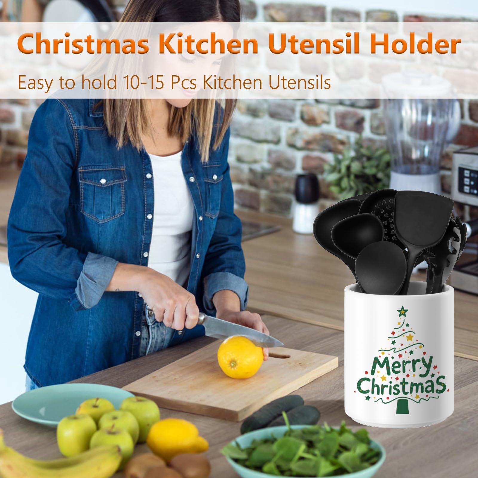 Allybyme porta-utensilios Navidad, árbol verde: añade color y orden a la cocina