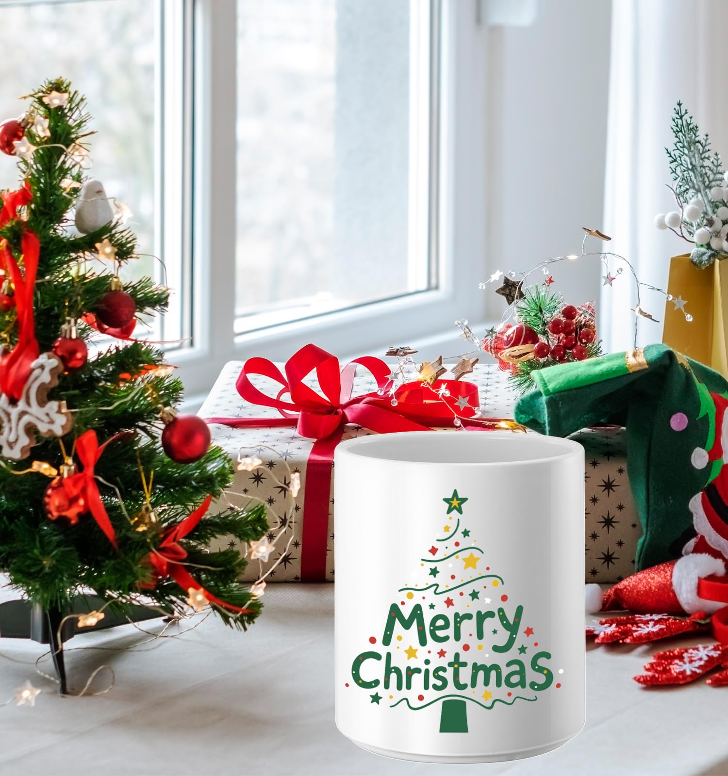 Allybyme porta-utensilios Navidad, árbol verde: soporte estable para utensilios