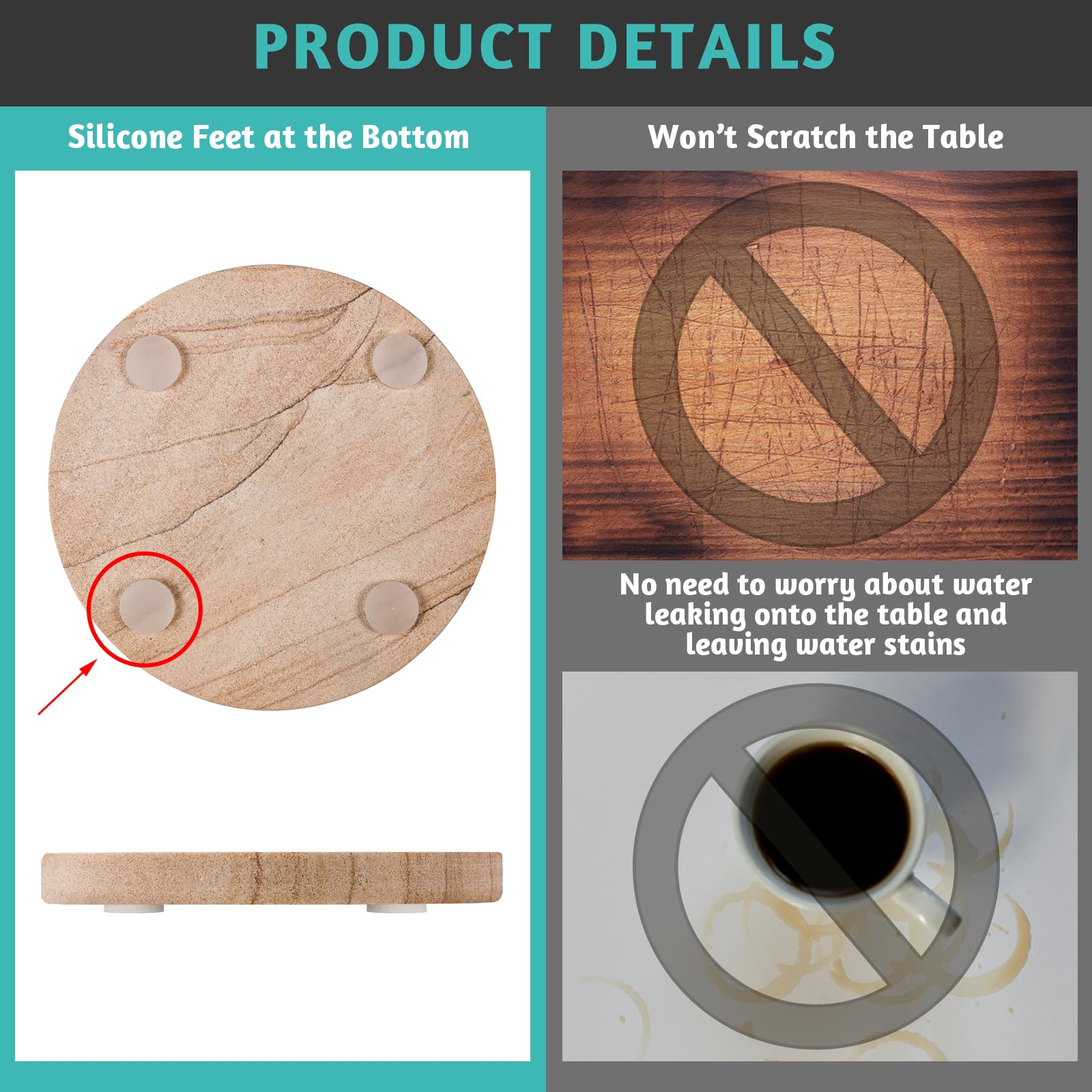 Almagic posavasos piedra arenisca absorben agua y permiten evaporacion suave.