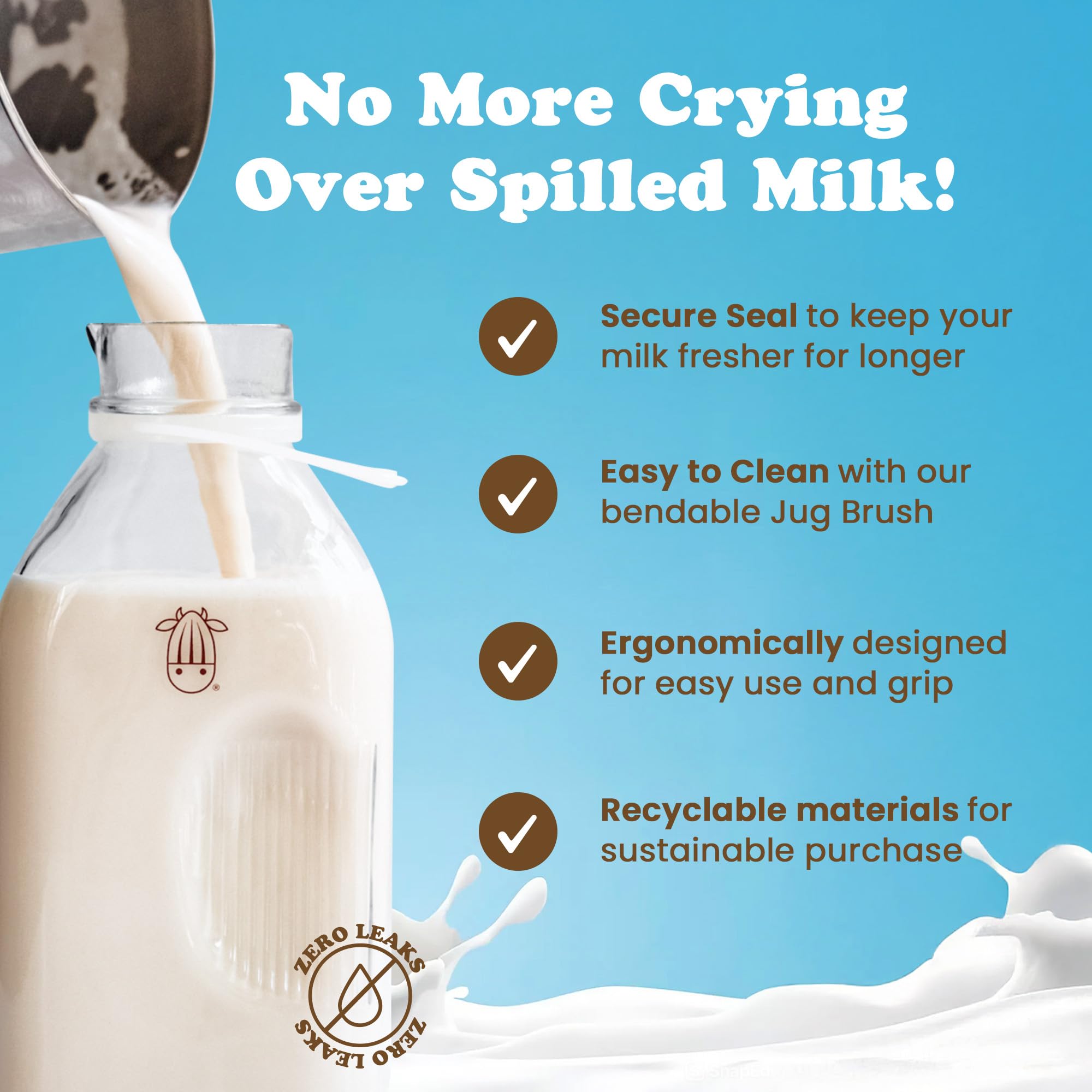 Almond Cow botella de vidrio reutilizable y duradera para uso repetido