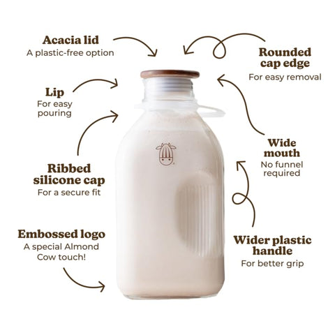 Almond Cow botella resistente y fácil de limpiar para la nevera