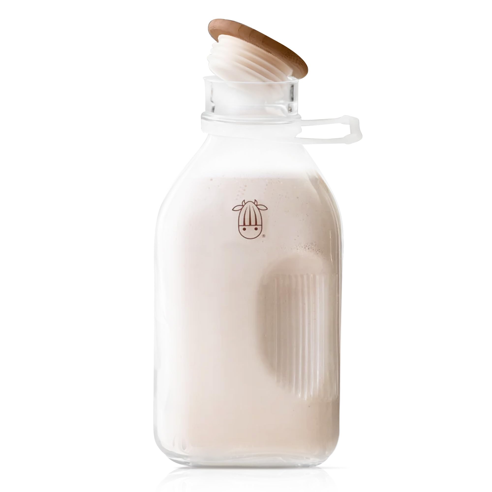 Almond Cow jarra de cristal con tapa para almacenar leche fresca