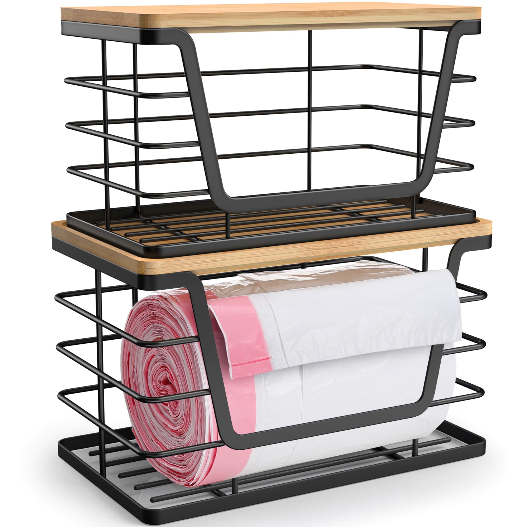 ALOECO organizador apilable para encimera con tapa de bambú, ideal para cocinas