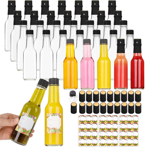 Botellas Alotpower 5 oz, vidrio claro, ideales para salsas caseras.