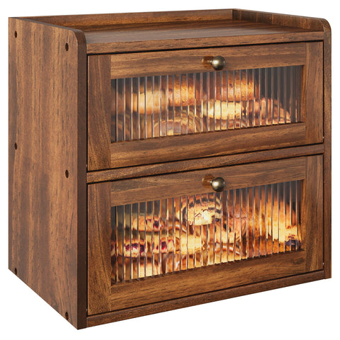 Alpeir caja pan doble capa con ventana acrílica para ver el pan sin abrir