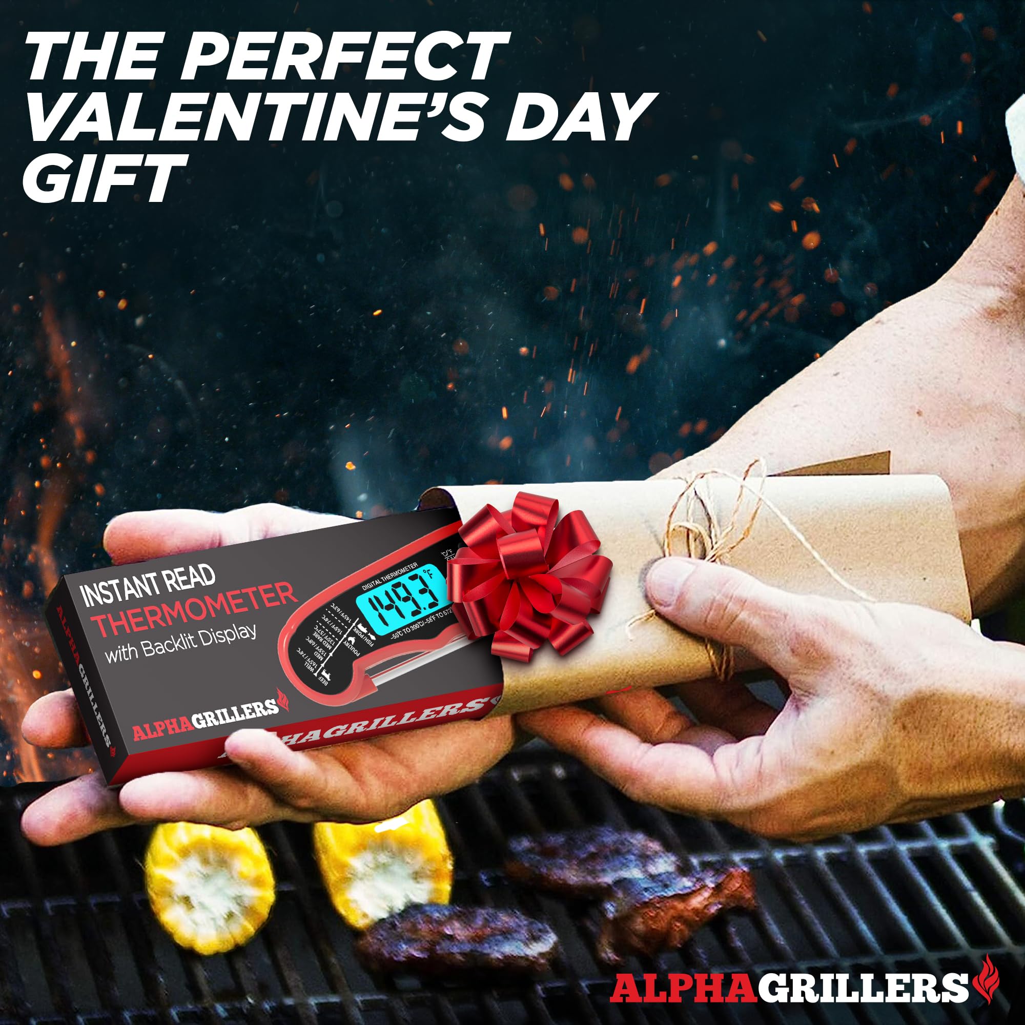 Caja regalo de Alpha Grillers con termómetro, regalo práctico para cocineros.
