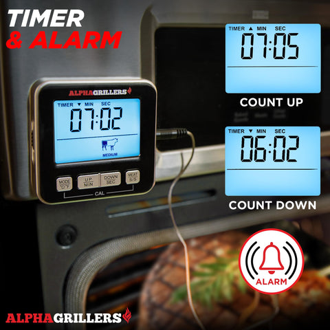Termómetro Alpha Grillers con montaje magnético y soporte para mostrador